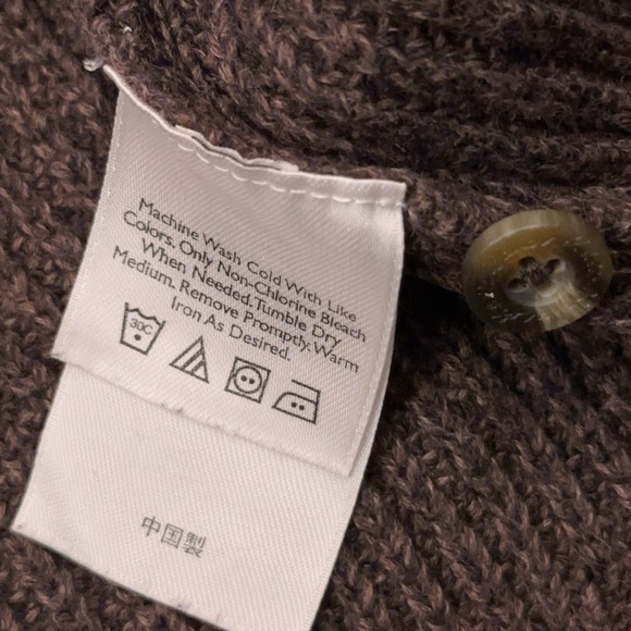 Eddie Bauer Henley Sweater Men's XXL Brown Chunky Ribbed Knit Heavyweight Hiking - Picture 4 of 7